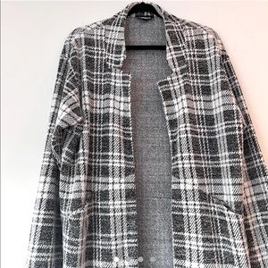 Express black and white plaid cardigan blazer